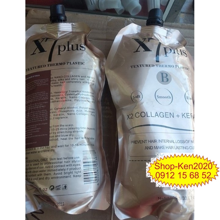 [Combo] Uốn duỗi ép tóc X7 Plus Collagen Keratin 1000ml A-B-C