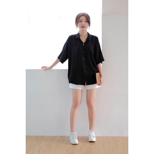 Áo sơmi tay ngắn kate lụa Ellyclothing