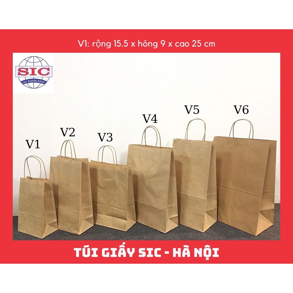 [SET 100 CHIẾC] TÚI GIẤY V1-15,5x9x25 cm CÓ QUAI