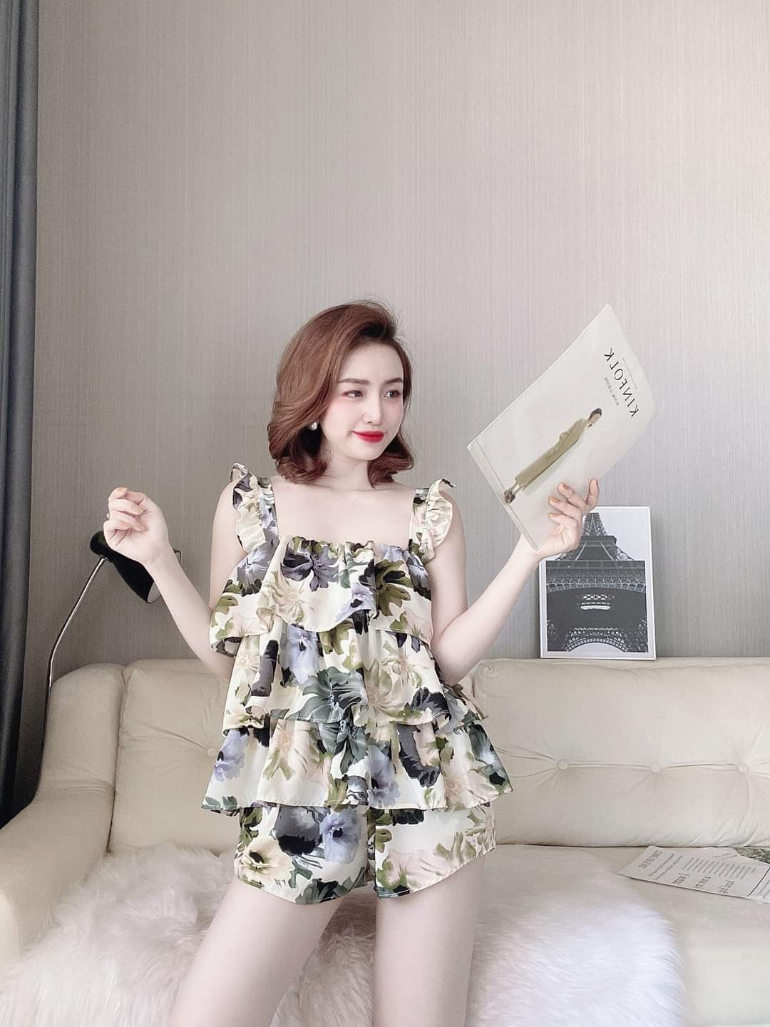 Bộ đồ ngủ đùi lụa mango