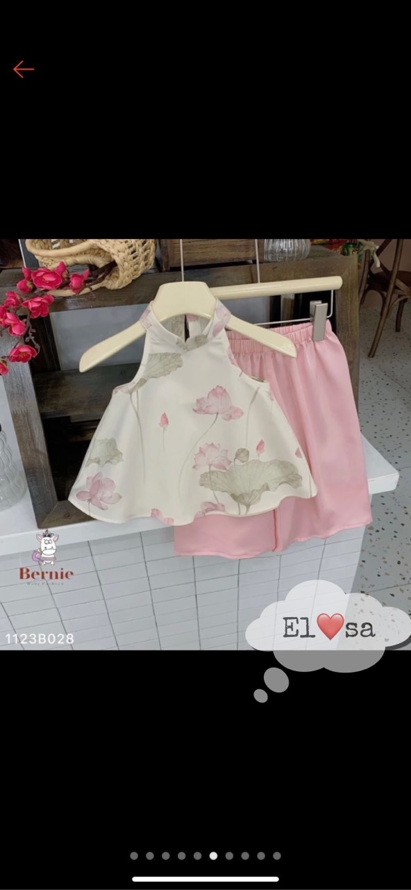 QUẦN ÁO BÉ GÁI-SET HOA SEN CỔ YẾM (8-18KG)ANNAKIDS