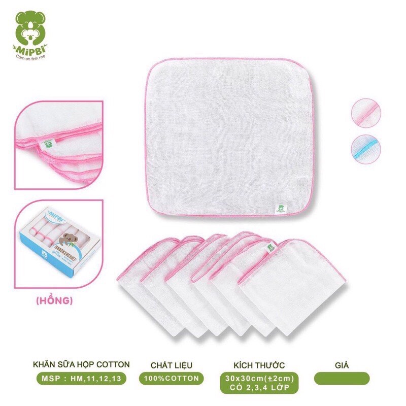 Hộp 6 khăn sữa mipbi cao cấp