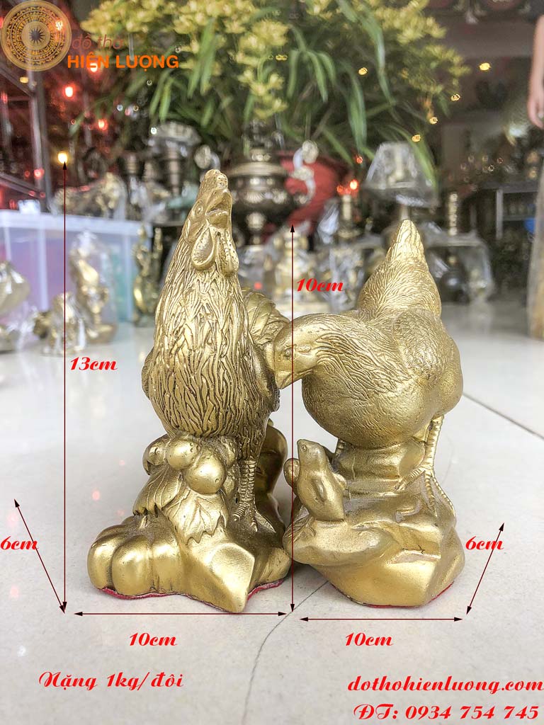Pair of Feng Shui copper rooster cock 13cm high, 1 Kgs/pair-home happiness badge (price 1 pair)