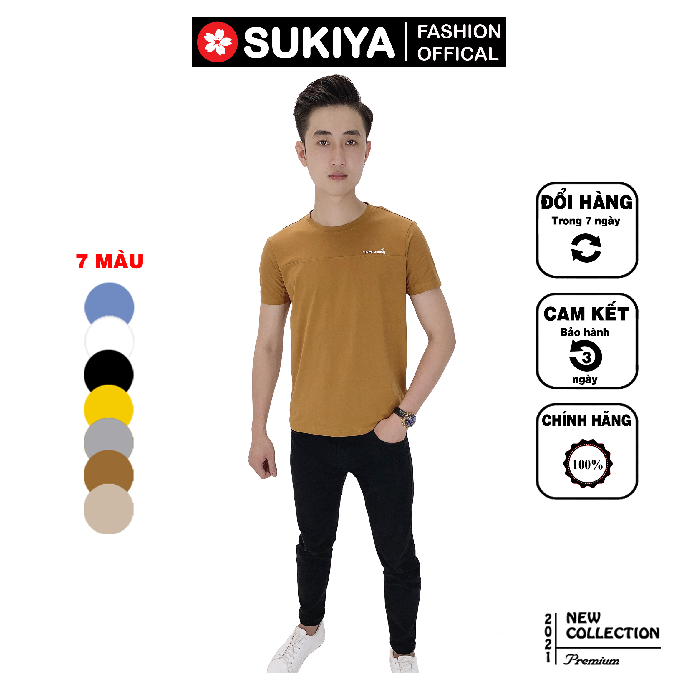 Áo thun nam phối ngực đẹp 100% cotton co dãn 4 chiều sukiya