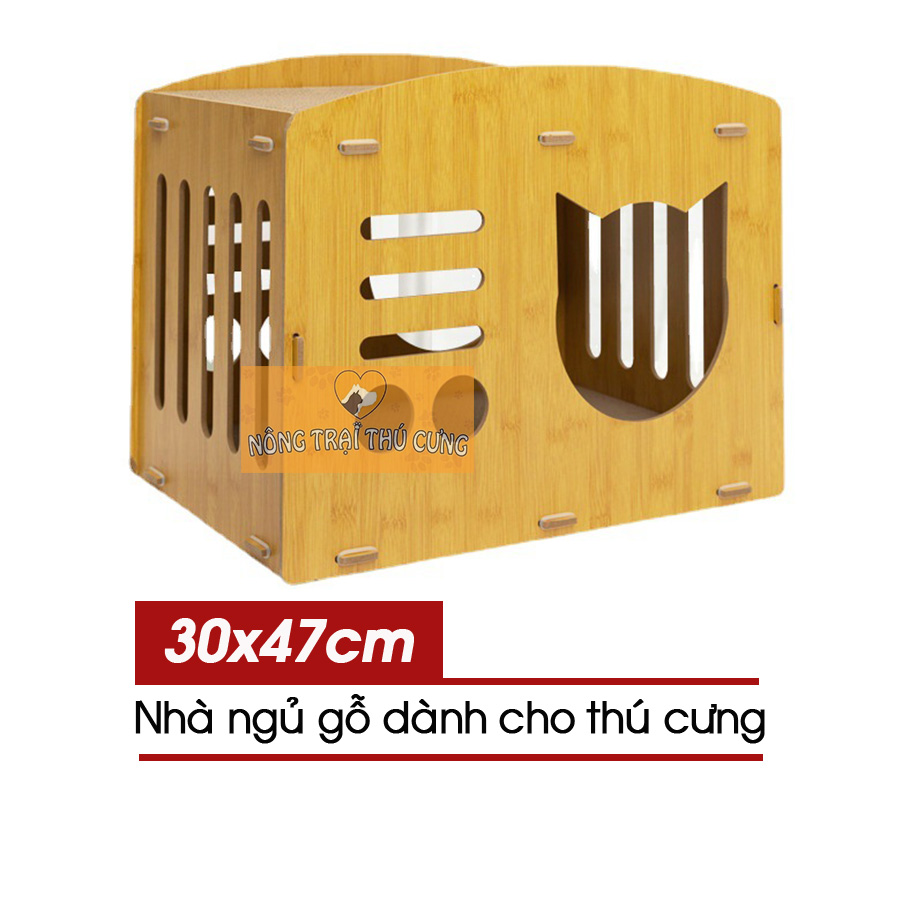 Nhà gỗ cho thú cưng 47x30cm có bàn cào móng -