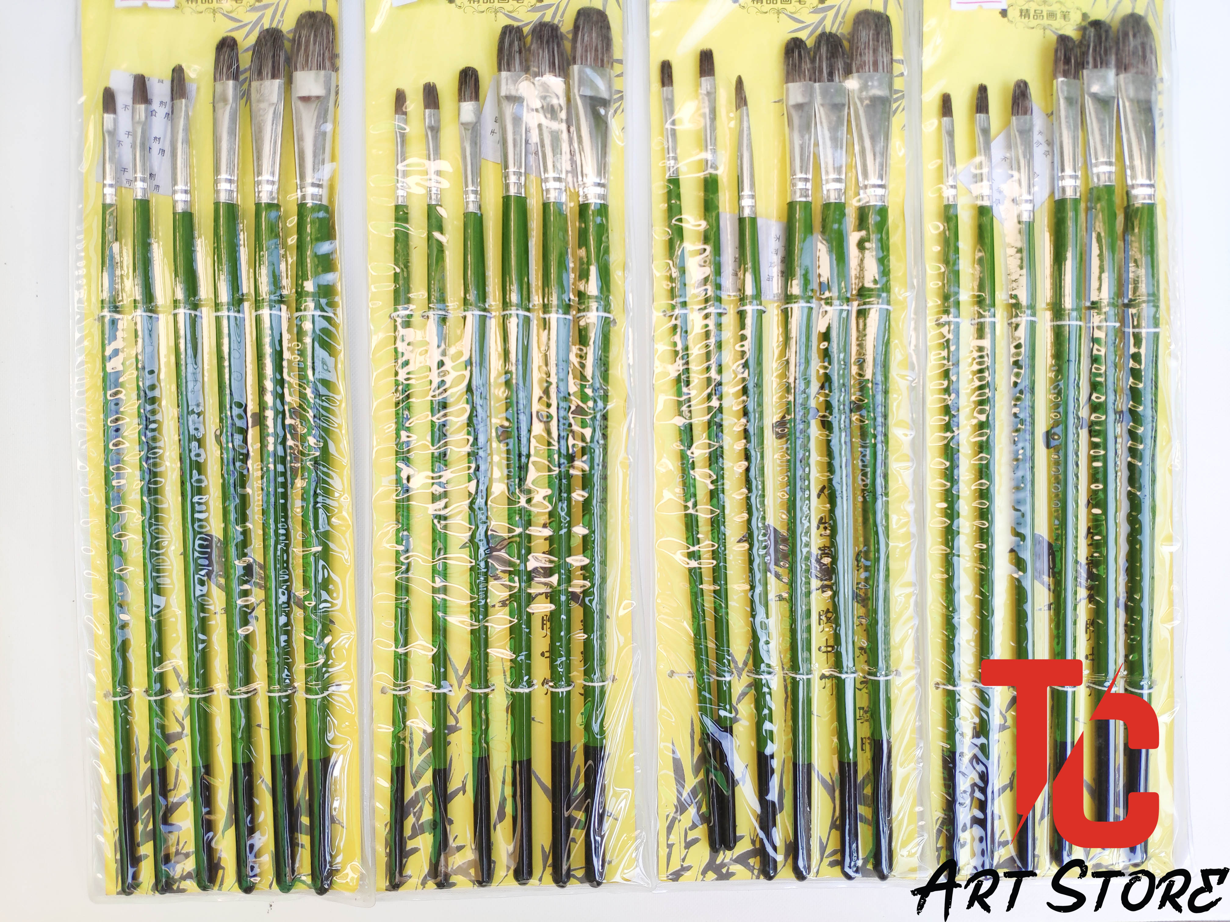 [TC Art Store] Bộ 6 Cọ Đầu Oval Maries Màu Xanh Lá