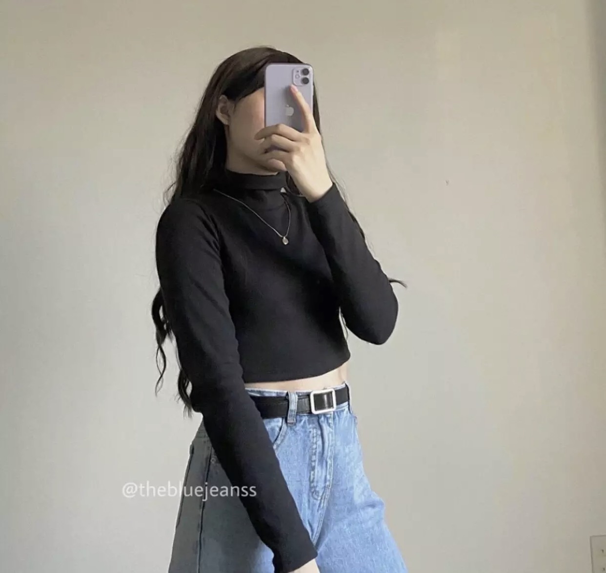 ÁO CROPTOP CỔ LỌ TAY DÀI XINH XẮN, CHẤT THUN GÂN MỊN ĐẸP FREESIZE 55KG (TÙY CHIỀU CAO)