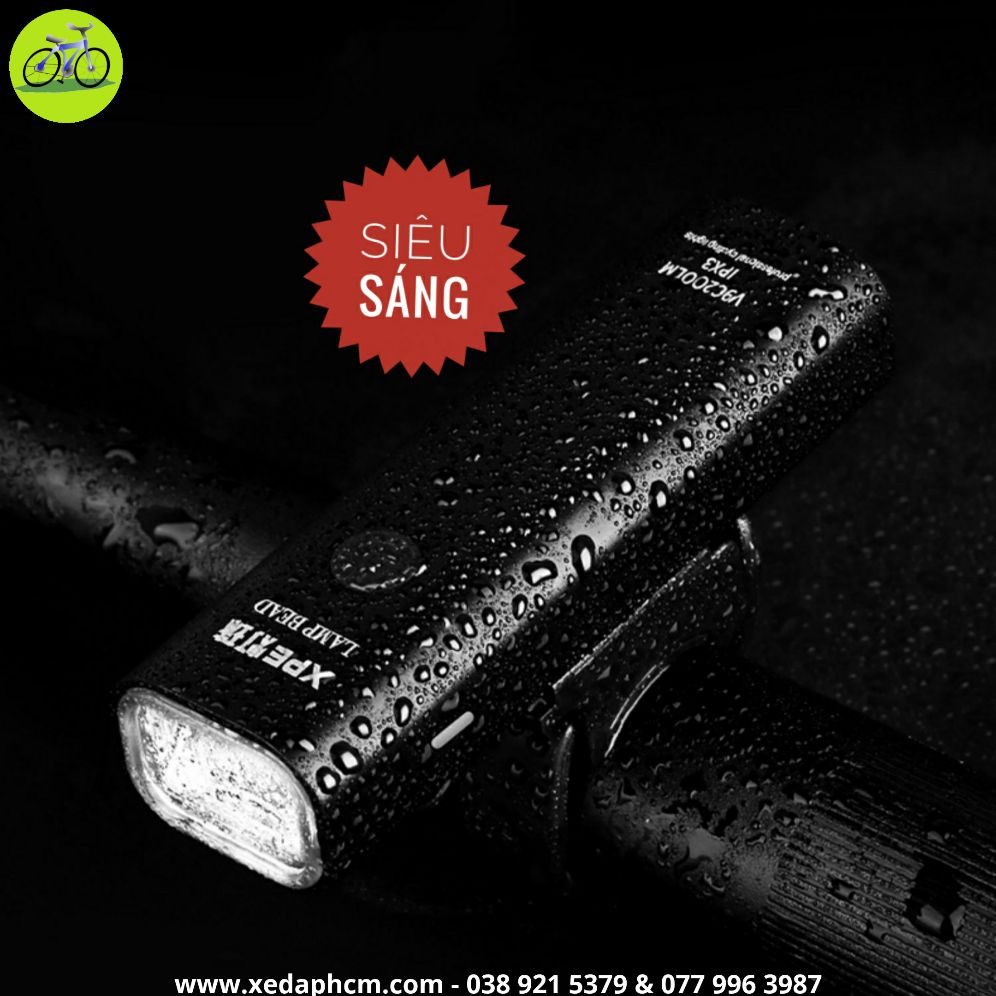 Bicycle lamp super bright waterproof with high strength, rechargeable USB battery 2000mAh