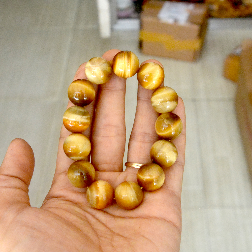 [HCM]Vòng tay chuỗi đá phong thủy mắt hổ vàng-nhiều cỡ ly