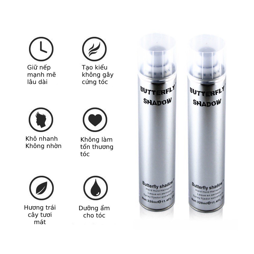[HCM]Gôm Xịt Giữ Nếp Tóc Butterfly Shadow 150ml/320ml/600ml