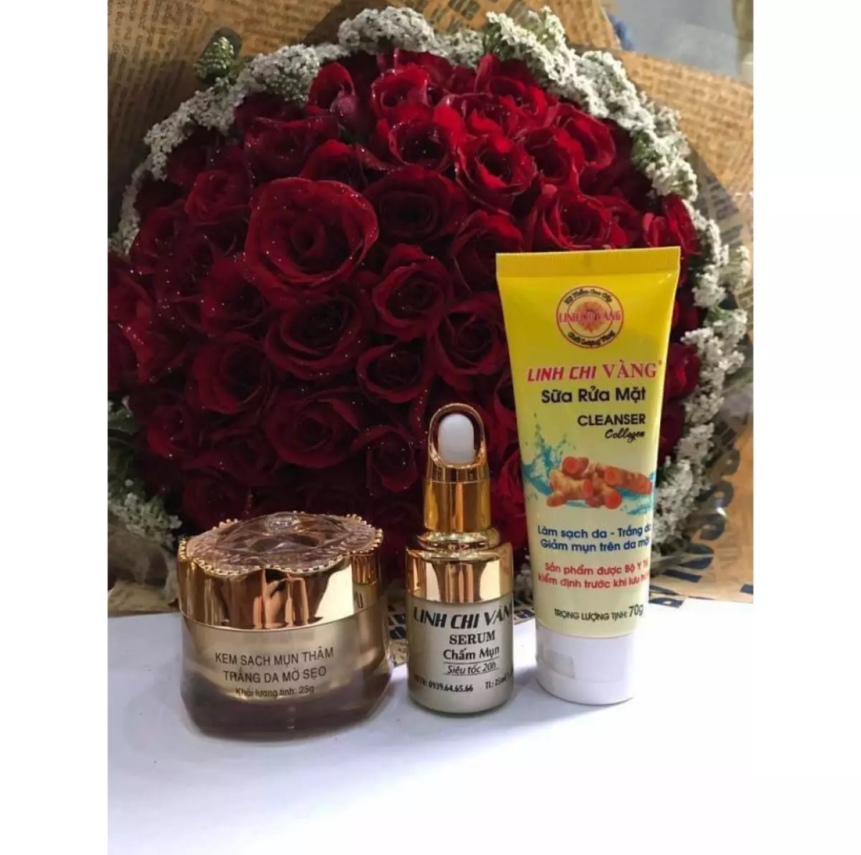 [HCM]COMBO MỤN THÂM TRẮNG DA LINH CHI VÀNG