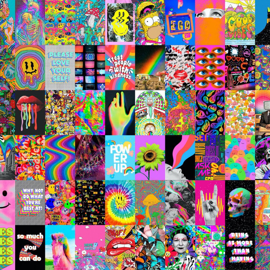 [HCM][FREESHIP EXTRA] Wall Collage dán tường trang trí decor phòng ngủ - theme Psychedelic indie