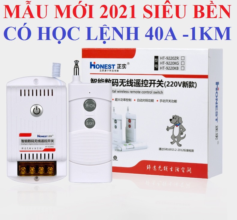 Bộ công tắc điều khiển từ xa 1KM Honest 9220KB bật tắt máy bơm nước máy rửa xe đông cơ điện công suất lớn 40A/220V ổ cắm điều khiển từ xa công tắc máy bơm công tắc điện thông minh công tắc wifi máy bơm nước máy rửa xe