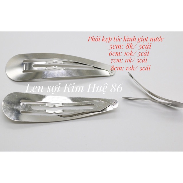 Phôi kẹp tóc hình giọt nước (gói 5 cái)
