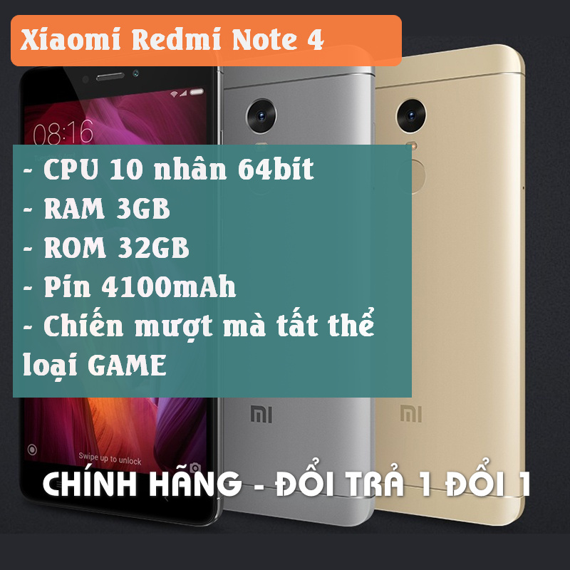 [CHÍNH HÃNG] điện thoại Xiaomi Redmi Note 4 CPU 10 nhân RAM 2GB ROM 32GB - Quốc tế tiếng Việt, CHPlay đầy đủ