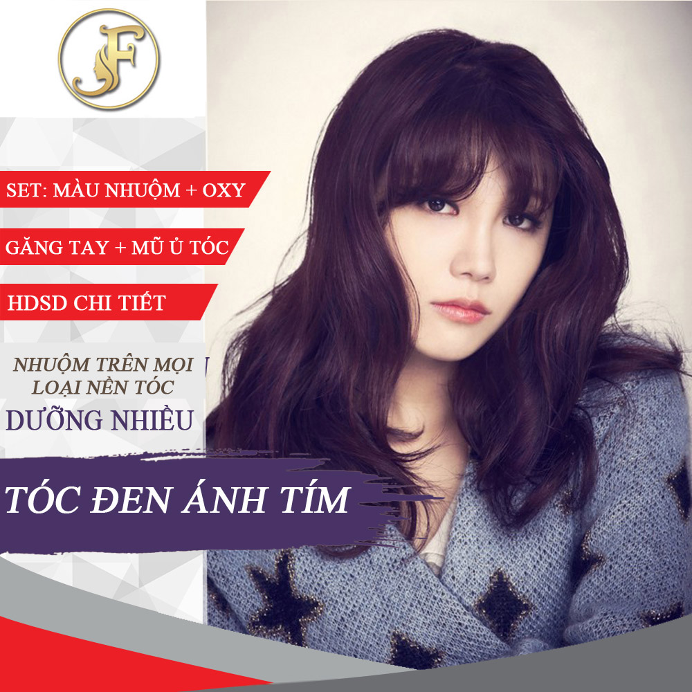 [HCM]Kem Nhuộm Tóc Màu Đen Ánh Tím -tặng oxy