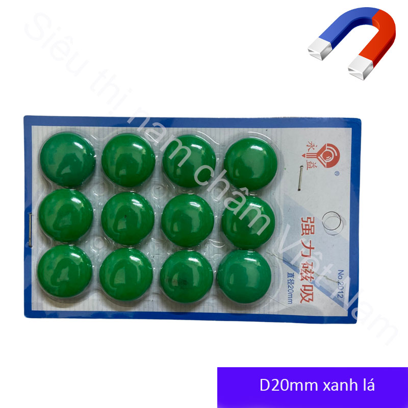 12 PCs Green magnetic board magnets, small size 20mm super handy magnets