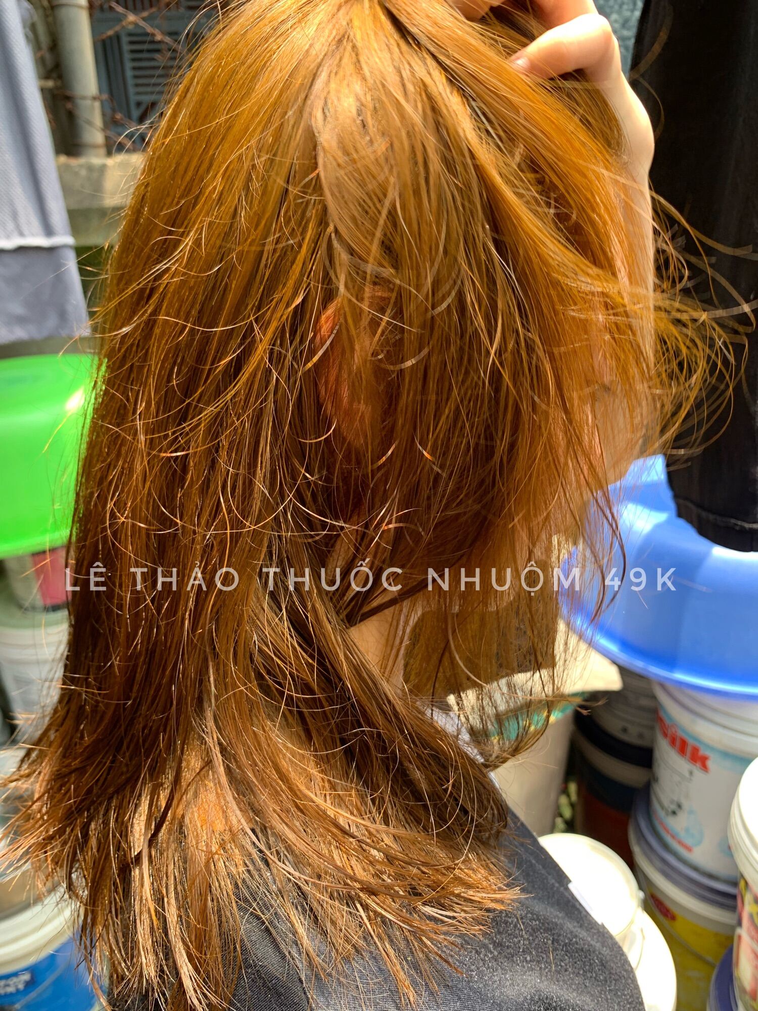 thuốc nhuộm vàng hoa cúc tặng oxi trợ nhuộ và gang tay
