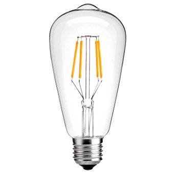 Bóng đèn LED thủy tinh ST64 cổ điển 4tim led đuôi vặn E27 Ánh sáng vàng