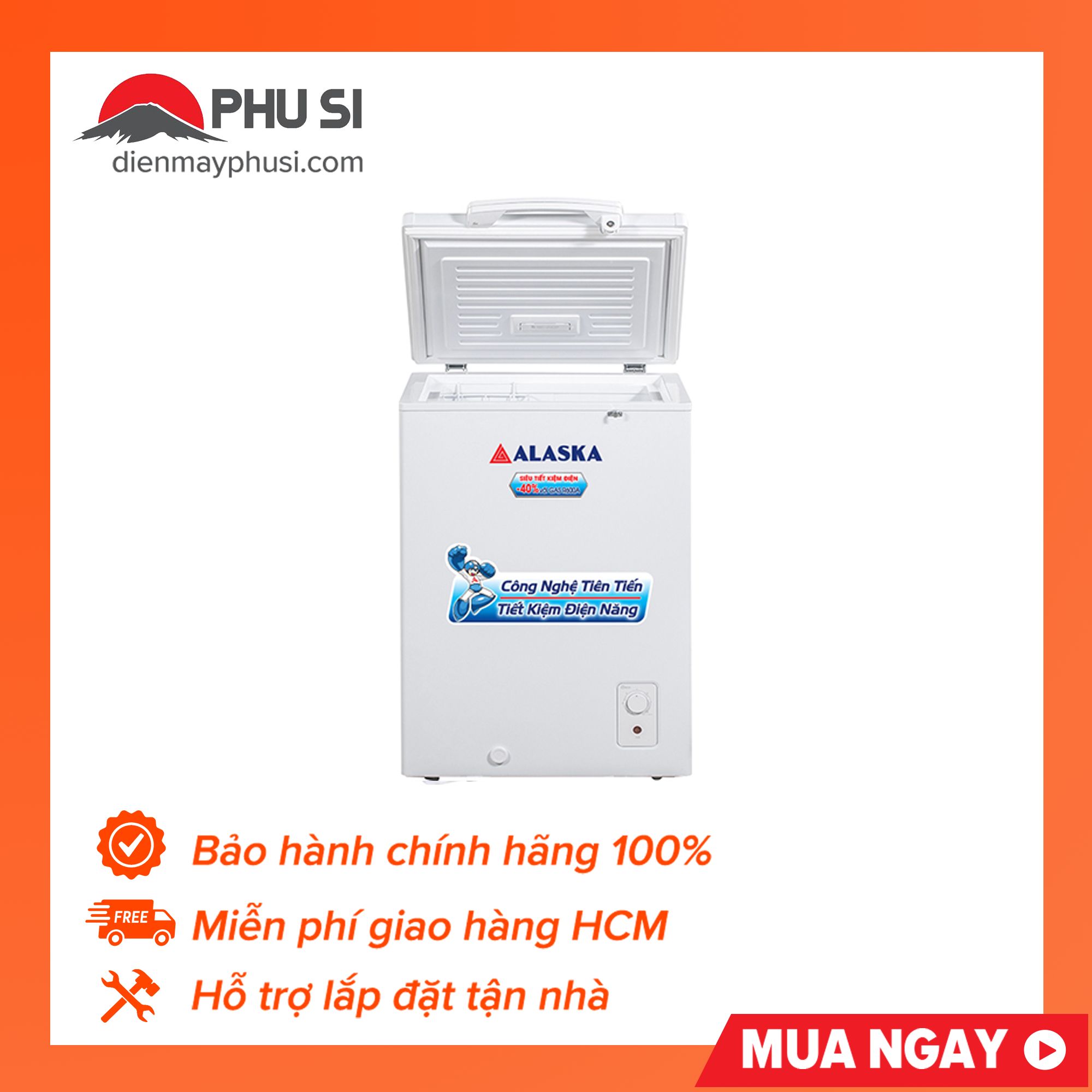 [Trả góp 0%]Tủ Đông Alaska 150 Lít BD-150