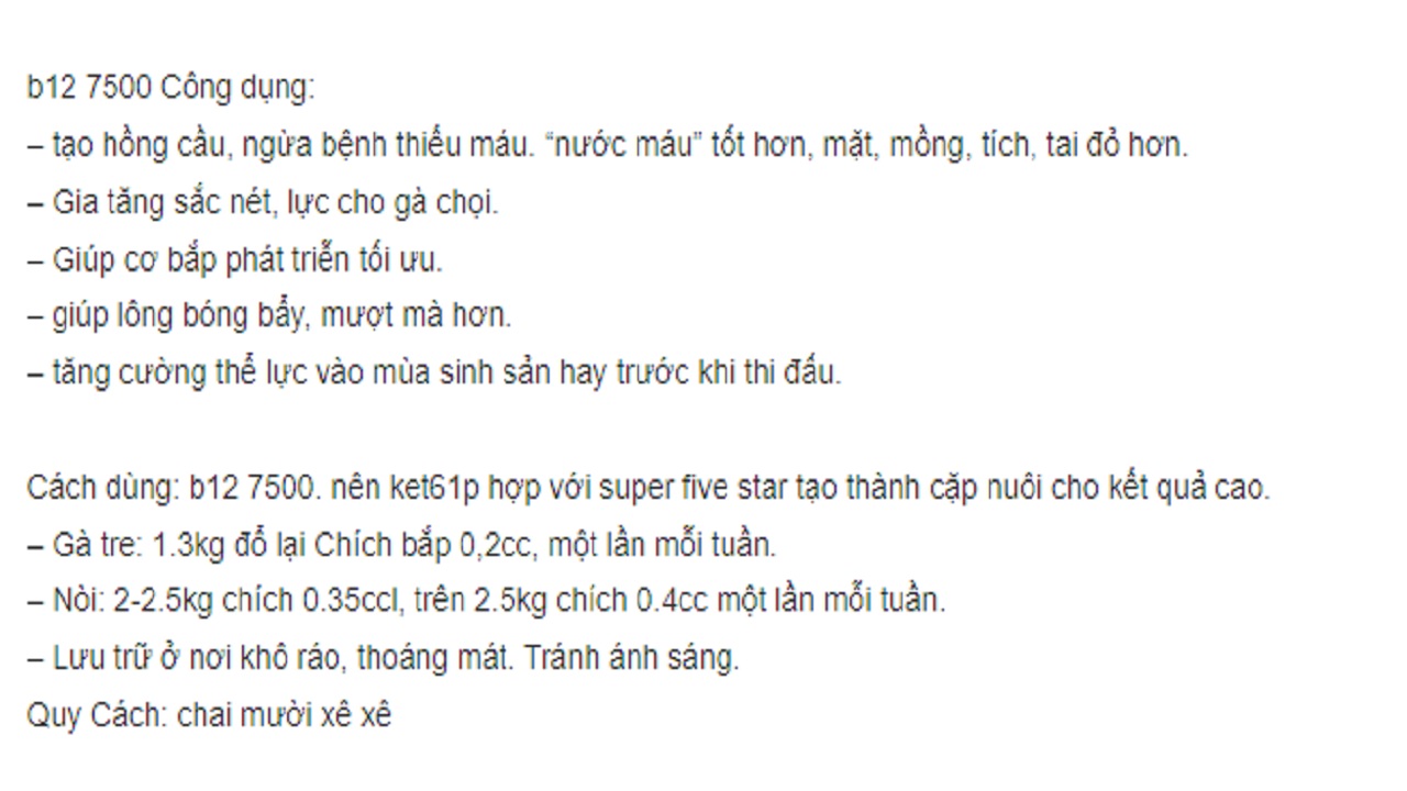 b12 7500 nuôi gà đá đỏ khỏe mau lên hình