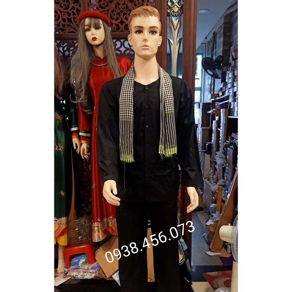 (Có Sẵn) Áo Bà Ba Nam Vải Kate Cao Cấp Kèm Khăn Rằn Quần Áo Chú Cuội Chị Hằng Nhân Dịp Trung Thu