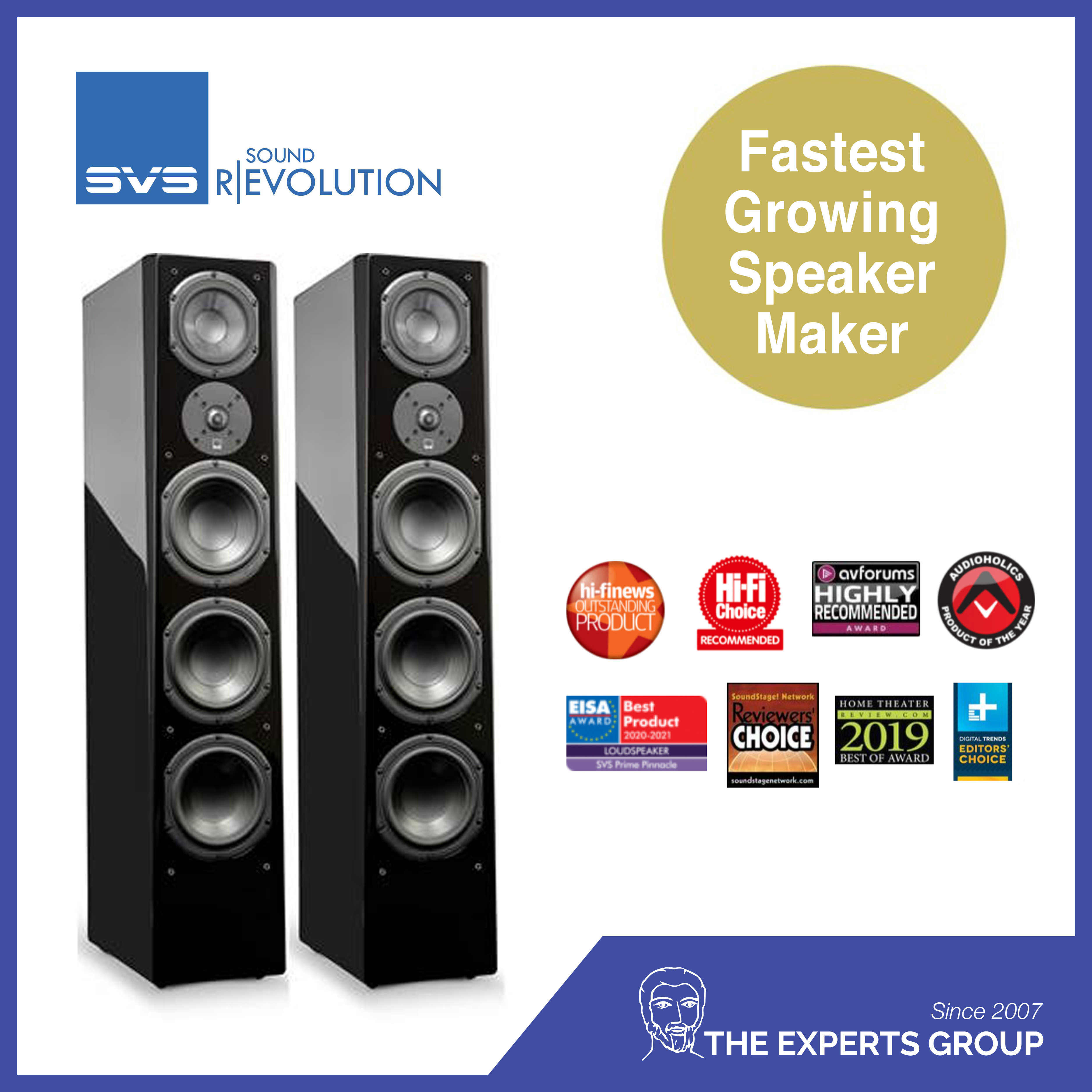 [Genuine Product] Svs Prime Pinnacle Column Speaker - 300W / 8 Ohms, 3-Way Structure, 3 Independent 6.5 Inch Bass Speakers
