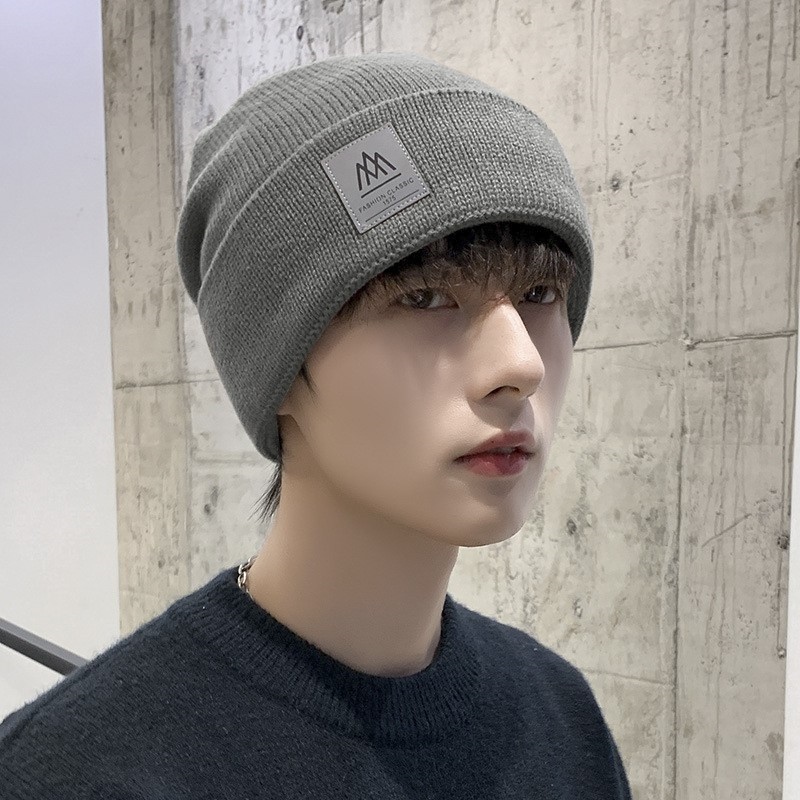 Men s hat 2022 new fashion wind warm winter wool knitted cotton padded cap