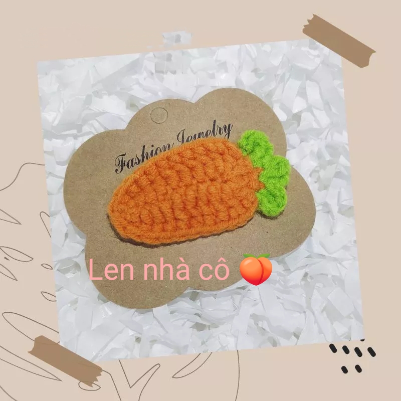 Bộ kẹp tóc thỏ và cà rốt bằng len handmade