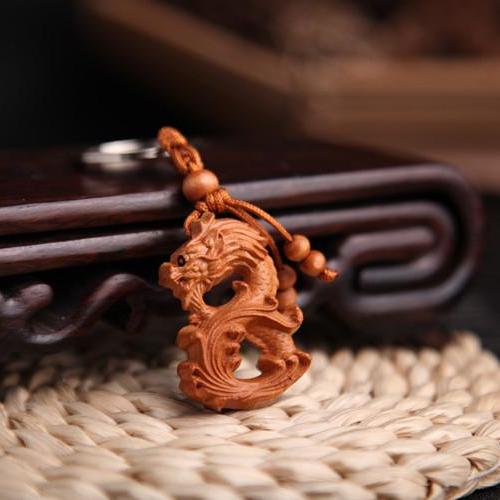 Móc Khóa Gỗ Thủ Công Khắc Hình Rồng Mẫu 02