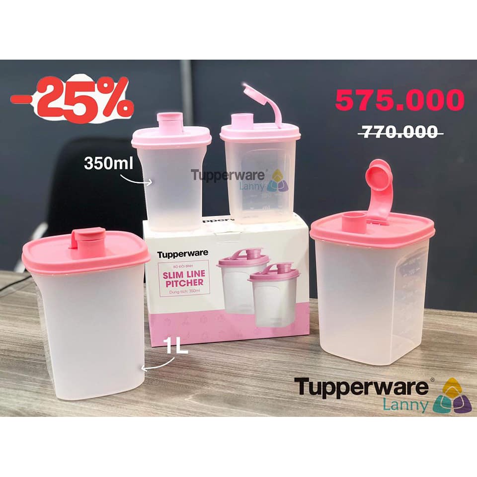 [HCM]Bộ đôi bình nước Slim Line Pitcher - Tupperware