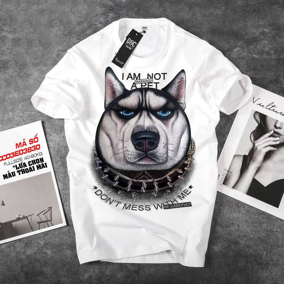 Big size men's T-shirts print pet sweat-absorbent stretchy ice fitness T-shirt