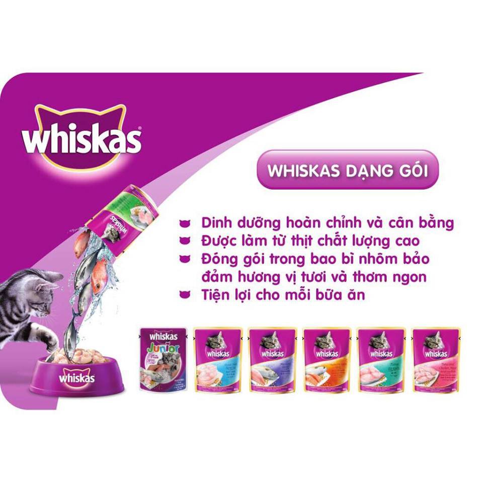 Thức ăn mèo Whiskas vị cá biển túi 1.2kg