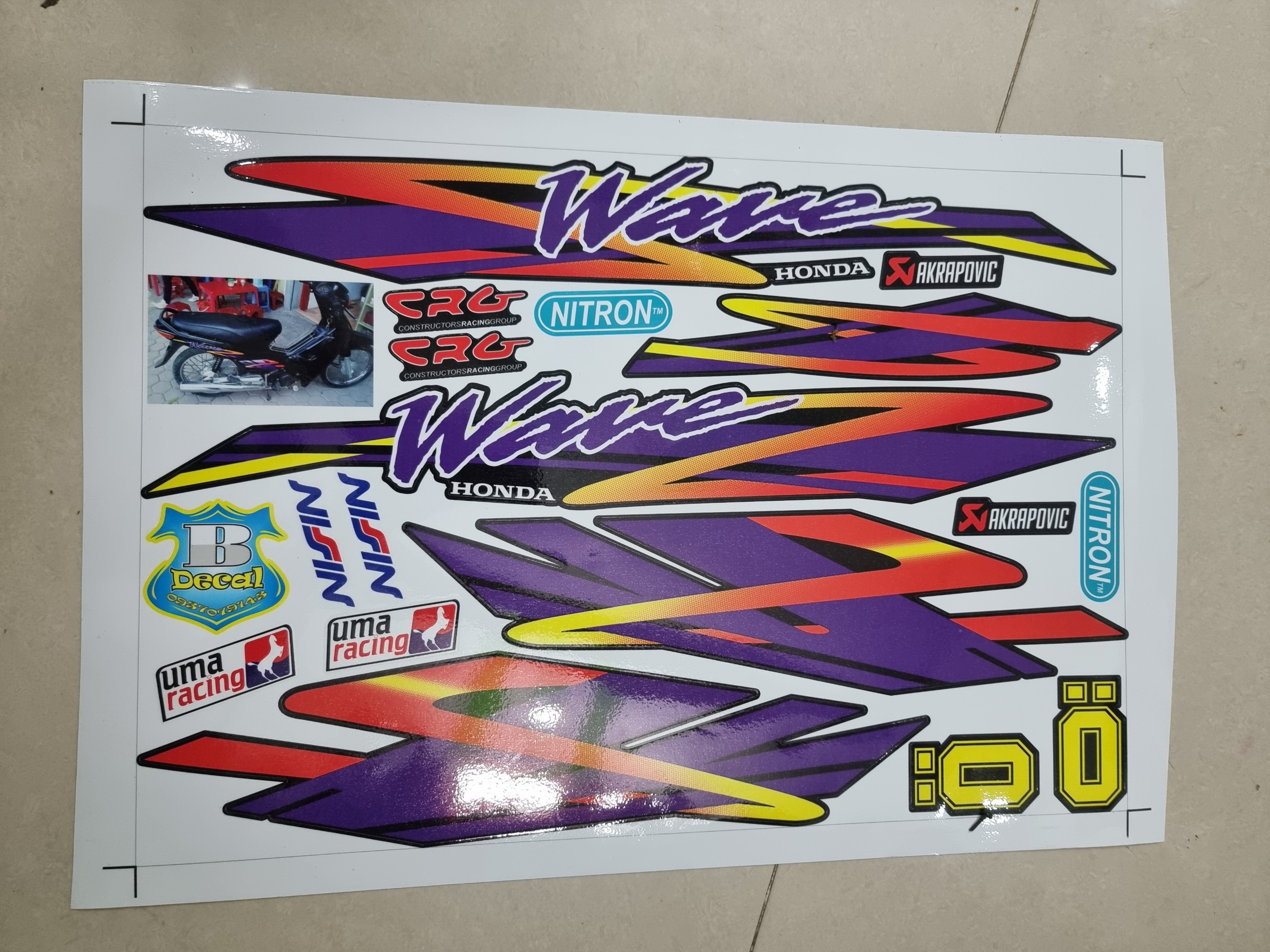 Tem xe wave nhỏ (wave zx hay wave đời đầu) mẫu wave thái tặng logo