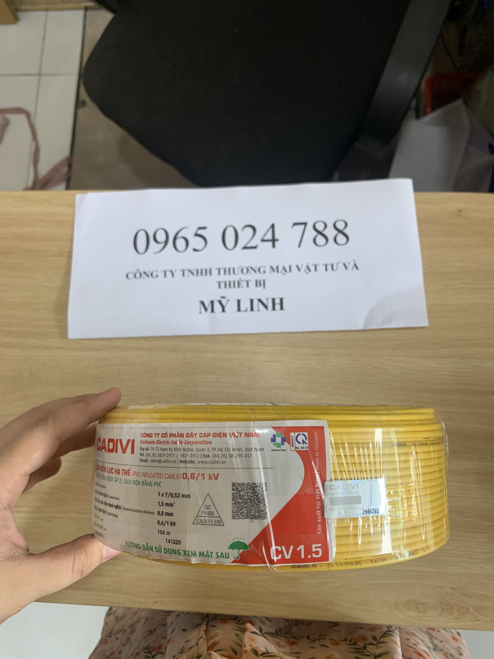 [HCM]DÂY CÁP ĐIỆN ĐƠN CADIVI CV 1.5(100m)
