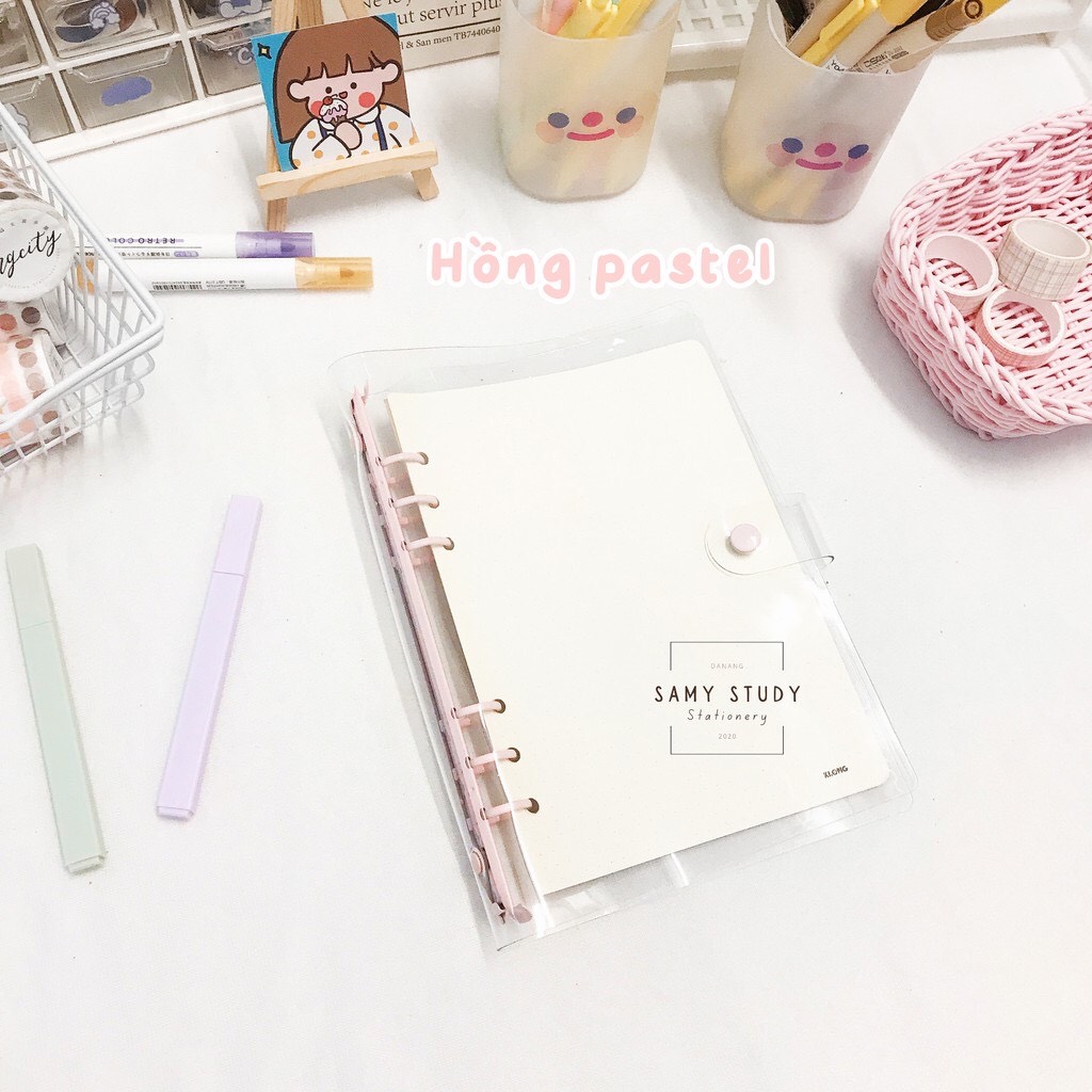 Sổ còng Binder size A5 màu Pastel Basic Hàn Quốc làm planner Bullet Journal Take notes