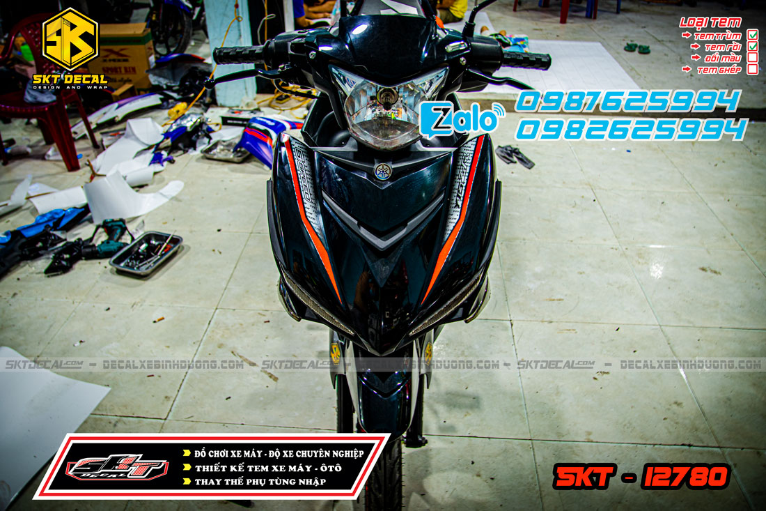 tem rời exciter 150 đen đỏ bạc y15zr