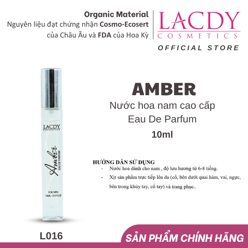 016 – AMBER – Nước hoa nam hương Hổ Phách (10ml)