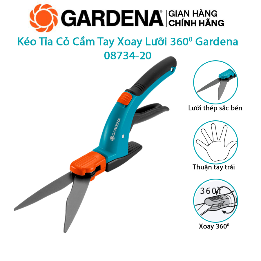 Kéo cắt cỏ cầm tay gardena xoay lưỡi 360 độ 08734-20