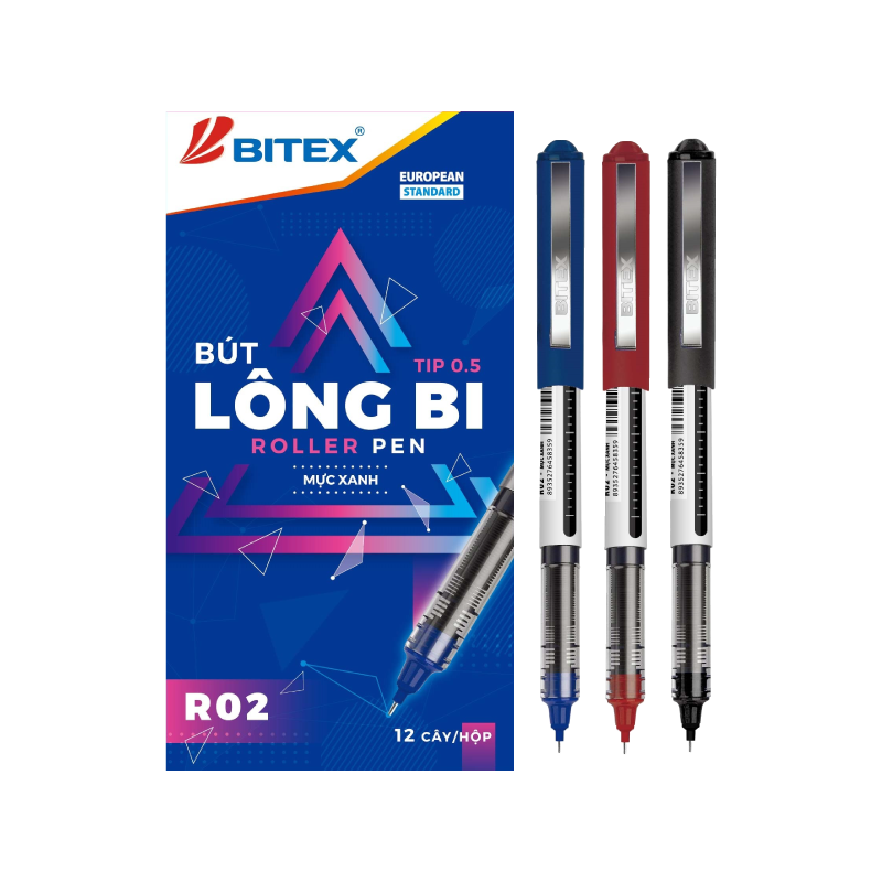 Bút lông bi Bitex R02 mực Xanh / Đỏ / Đen ngòi 0.5mm