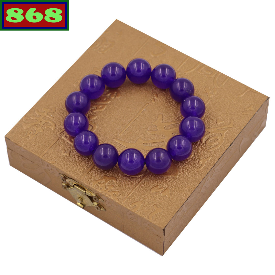 Ring hand chain amethyst 14 Cup 15 beads + wooden box
