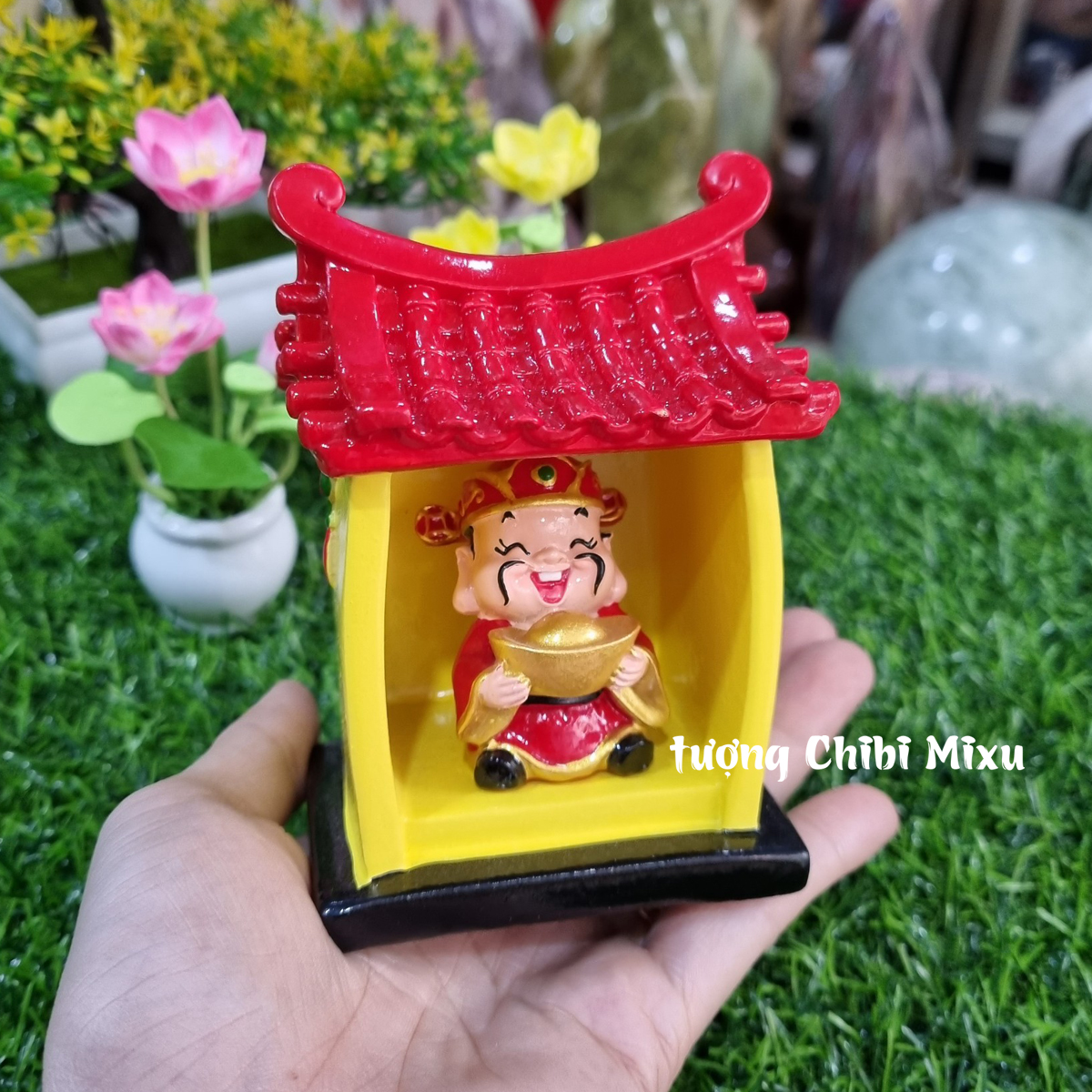 Miếu Thần Tài (gồm miếu size lớn + tượng Thần Tài 4.5cm) tài lộc may mắn