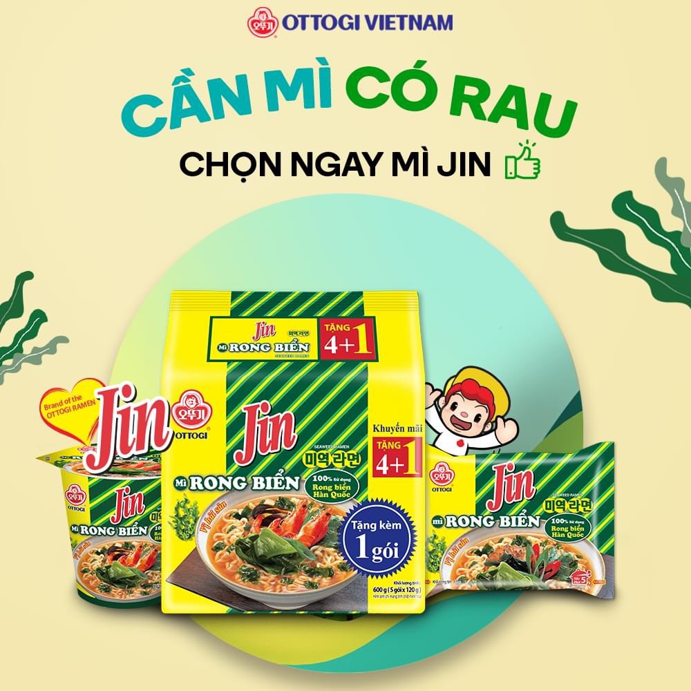 Lốc 5 gói - Mì Rong Biển OTTOGI 120g