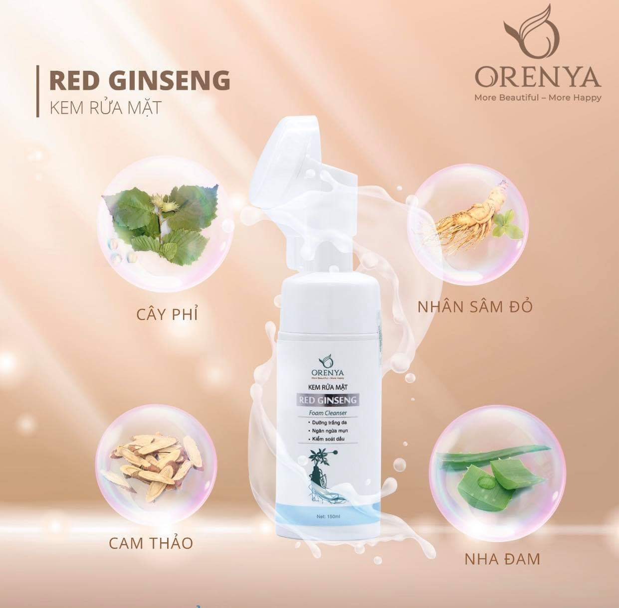 Kem rửa mặt nhân sâm đỏ ORENYA