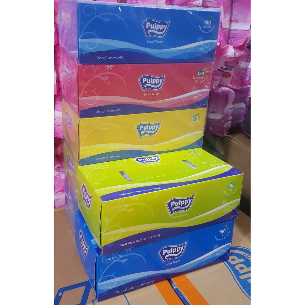 HỘP KHĂN GIẤY LỤA PULPPY 180 TỜ