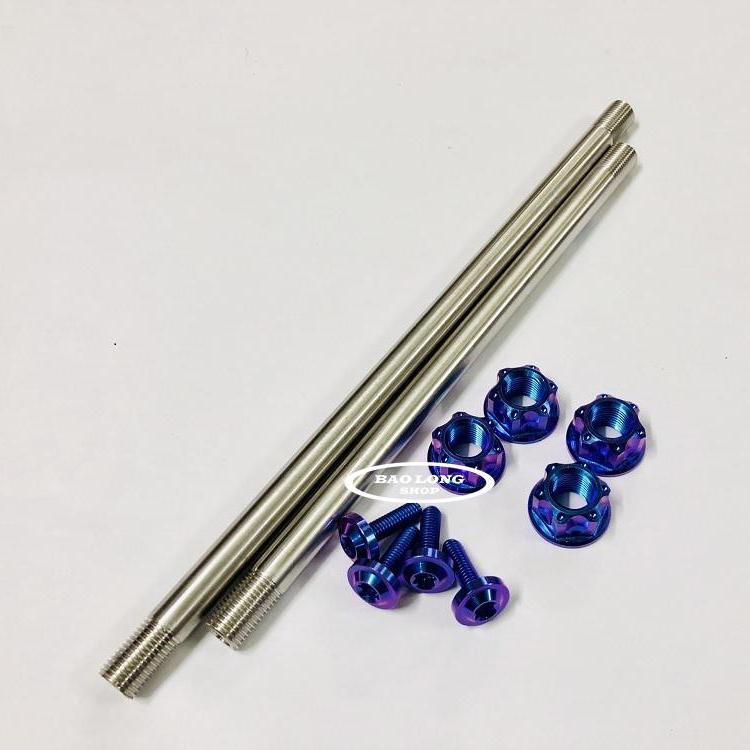 Cặp Cốt INOX 304 Full ốc Titan GR5 Gắn RAIDER (màu Xanh Tím)
