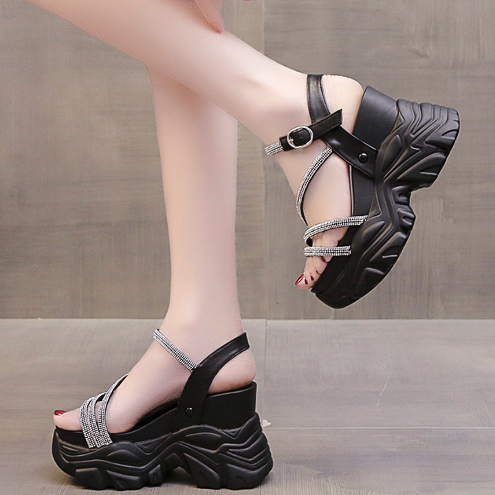 Sandal 10CM quai chéo đính đá X690-405