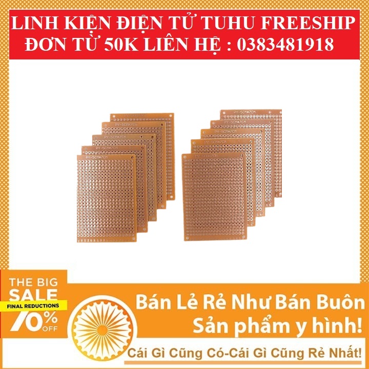 Phíp Đồng Đục Lỗ 1 Mặt PCB ( xanh nâu )