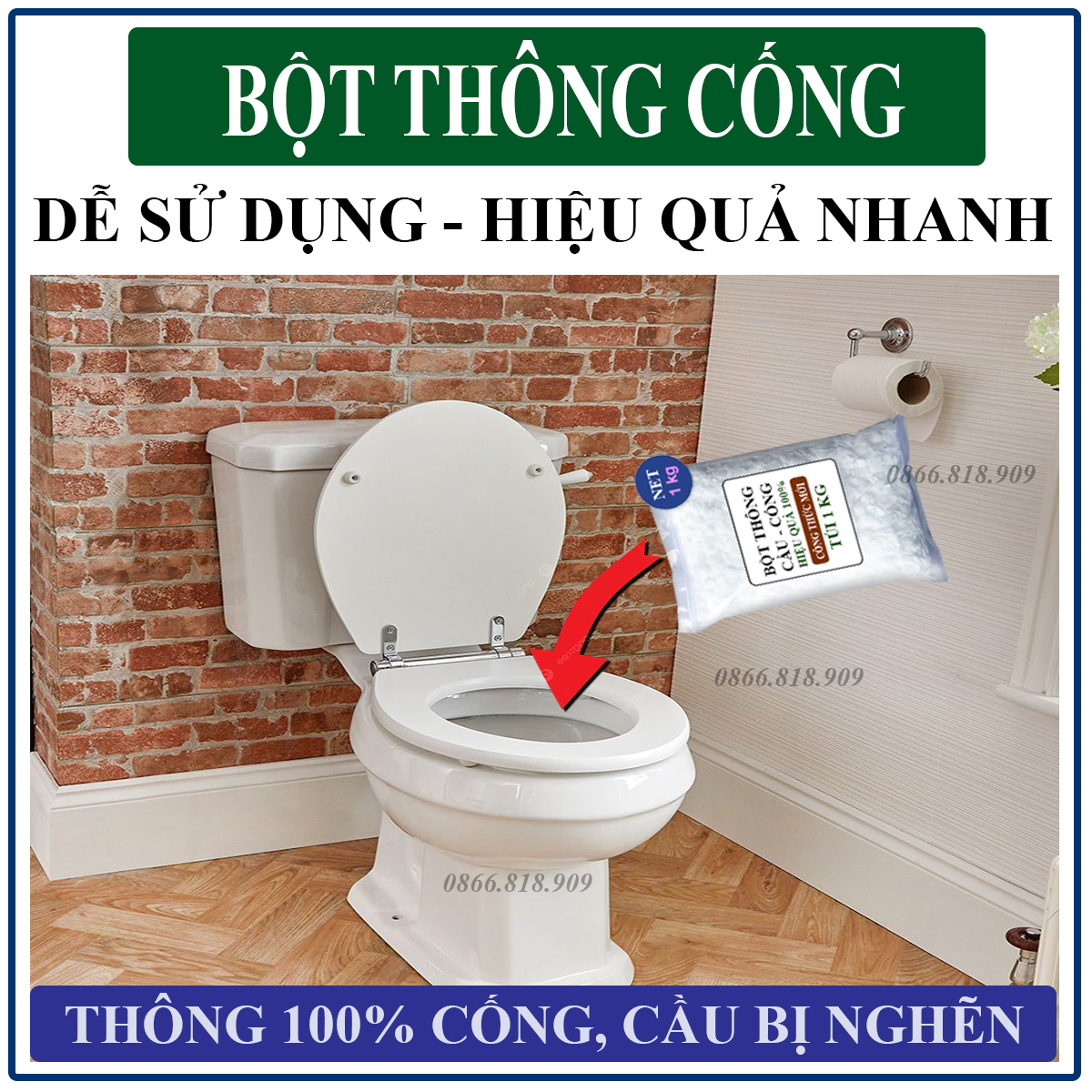 Combo 3 Kg Bột Thông Cống - Bột Thông Nghẽn Bồn Cầu