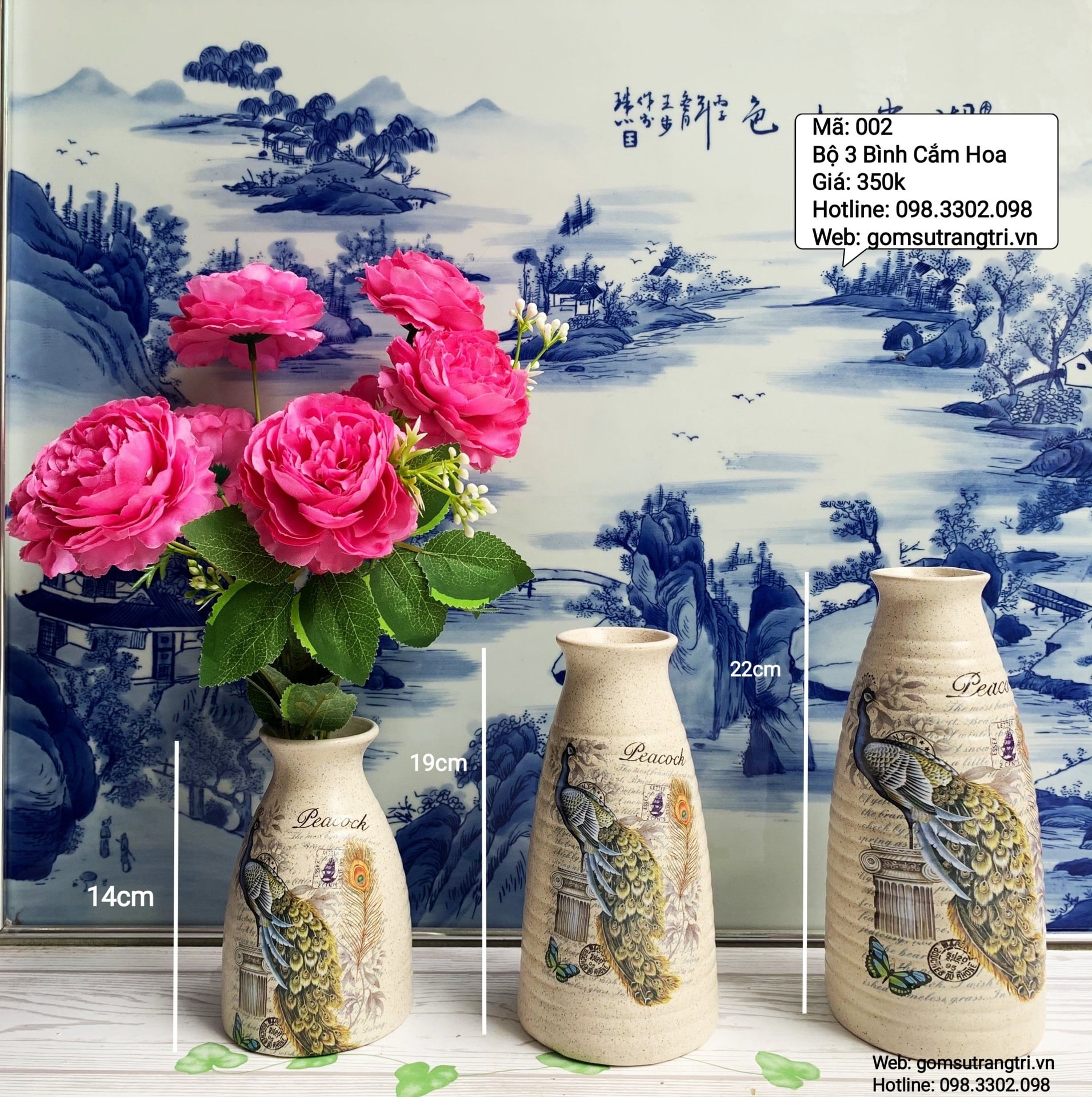 Bộ 3 bình cắm hoa